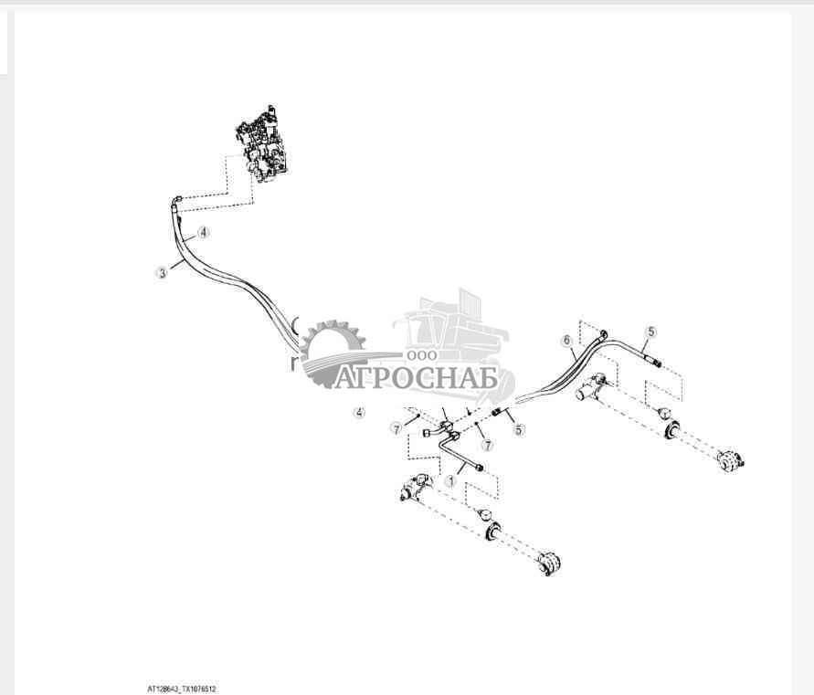 Трубопроводы отвала 648H (прямой привод) 